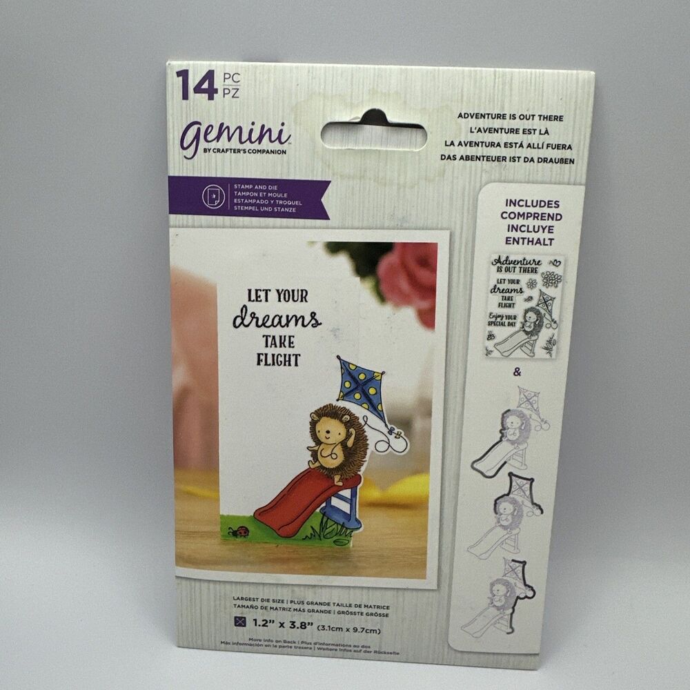 New Gemini Crafters Companion Stamp and Die  set Adventure is Out There Hedgehog